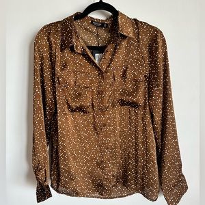 Nasty Gal Brown and White Button Down Shirt